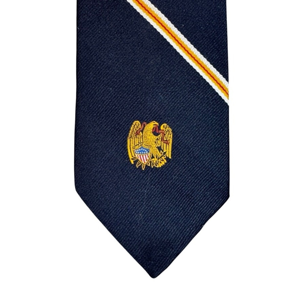 Smithsonian Institution 1988 Centennial Eagle Navy Blue Striped Silk Blend Tie